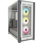 Corsair ICUE 5000X RGB Tempered Glass Mid-Tower ATX PC Smart Case - White