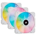 Corsair iCUE SP120 RGB Elite Performance 120mm White PWM Fan - Triple Pack with Lighting Node CORE | CO-9050137-WW