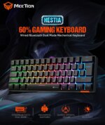 Meetion MK005  60% Mechanical Keyboard Wired  Anti-ghosting, Blue Switch, Type-C - USB Cable - Black - Image 7