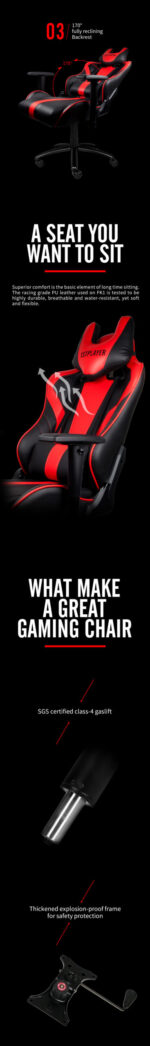1stPlayer FK1 Gaming Chair – Black/Red - Image 7