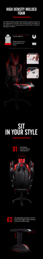1stPlayer FK1 Gaming Chair – Black/Red - Image 6