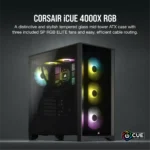 Corsair iCUE 4000X RGB Tempered Glass Mid-Tower ATX Case - Black - Image 7