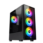 Xigmatek Phantom  Mid Tower Tempered Glass Gaming Case 4 ARGB FANS- Black