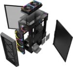 WJ Coolman TRIO 4DF RGB Mid Tower Gaming PC Case - Black - Image 2