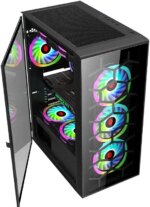 WJ Coolman TRIO 4DF RGB Mid Tower Gaming PC Case - Black - Image 5