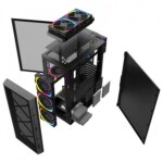 WJ Coolman TRIO 4DF RGB Mid Tower Gaming PC Case - Black - Image 6