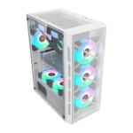 WJ Coolman TRIO 4DF RGB Mid Tower Gaming PC Case - White - Image 2