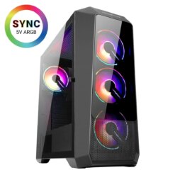 Abkoncore H300G Sync 4 ARGB FANS Mid-tower PC Case - Black