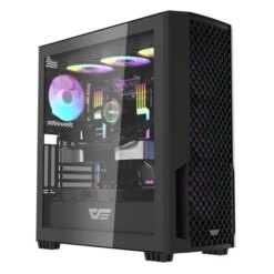Dark Flash DF2100 ATX PC Case  4RGB FANS - Black