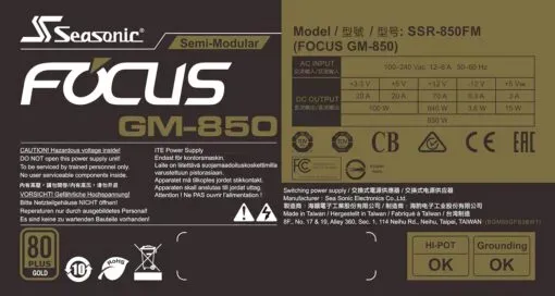 Seasonic Focus GM850 850W+80 Gold ATX 3.0 Power Supply