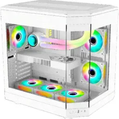 حقيبة كمبيوتر الألعاب WJ Coolman Y40 6 RGB Fans Mid-Tower - أبيض