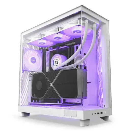 NZXT H6 Flow Dual Chamber PC Case - White RGB