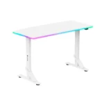 WJ Coolman T-Shaped Gaming Desk Height Adjustable – White RGB - Image 2