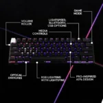 Logitech G PRO X 60 LIGHTSPEED Wireless Keyboard - 60% Compact, BT & USB-C, 65H Battery, LIGHTSYNC RGB, GX Tactile Optical Switches, US Layout, Black | 920-011911 - Image 11