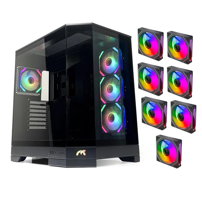 71VUG9rkBBL Tortox Prism – Versatile Gaming PC Case 7 ARGB FANS - Black - Image 1