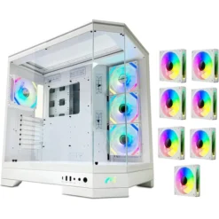 Tortox Prism – Versatile Gaming PC Case 7 ARGB FANS - White