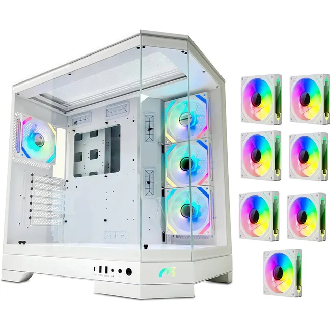eee7c30472abddf855179dc574e14b8b-hi Tortox Prism – Versatile Gaming PC Case 7 ARGB FANS - White - Image 1