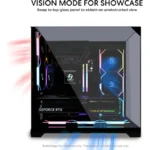 LIAN LI O11 Vision Compact Dual Chamber , Dual Top Panels Glass / Mesh  11 Fans support  - Black - Image 5