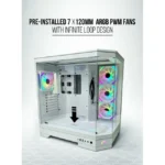 Tortox Prism – Versatile Gaming PC Case 7 ARGB FANS - White - Image 3