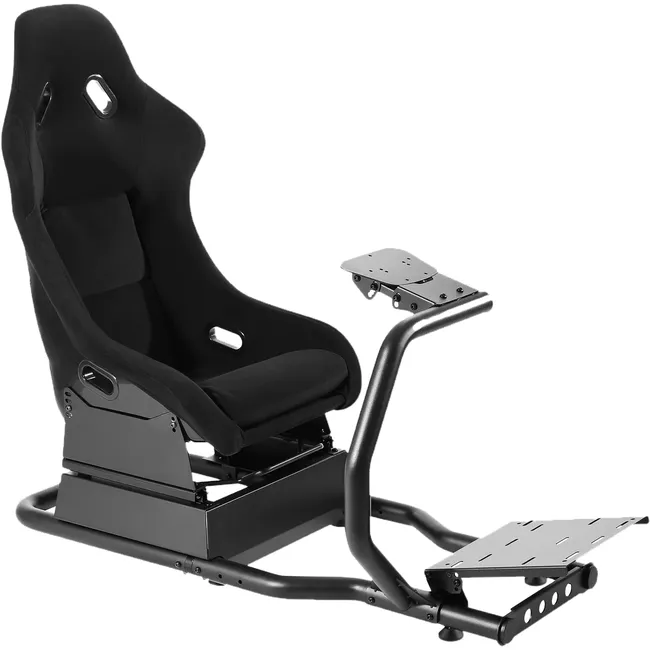 1_2409a991-dce7-488f-aa26-361523a60b35 GAMEON Pro Racing Simulator Cockpit With Gear Shifter Mount - Black - Image 1