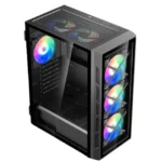 WJ COOLMAN X6 ARGB Gaming PC Case 6 Fans - Black - Image 5