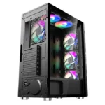 WJ COOLMAN X6 ARGB Gaming PC Case 6 Fans - Black - Image 7