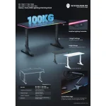WJ Coolman T-Shaped Gaming Desk Height Adjustable – Black RGB - Image 4