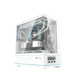 Darkflash DY451 Pro Premium  ATX PC Case with Digital Display - 4 Preinstalled ARGB Fans - White