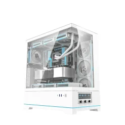 Darkflash DY451 Pro Premium  ATX PC Case with Digital Display - 4 Preinstalled ARGB Fans - White