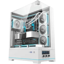 Darkflash DY450L Pro Premium  ATX PC Case with Digital Display - 4 Preinstalled ARGB Fans - White