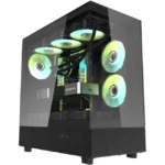DarkFlash DPX90 ATX PC Case , 3 Preinstalled Fans  , Tempered Glass, USB3.1 Gen 2 Type-C - Black | DPX90-B - Image 8