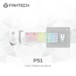 Fantech P51 5-in-1 Keyboard Combo with Mouse + Mousepad + Headset + Headset stand  ( White Edition )