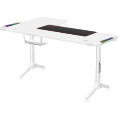 Twisted Minds WARRIOR L Shaped Gaming Desk RGB Right - White | TM-Y-RW-RGB