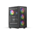 Tortox Nimbus Mesh Tempered Glass ARGB Gaming PC Case (ATX / M-ATX / ITX / 4x120mm Fans / Mesh Front - ) - Black - Image 8