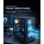 Tortox Nimbus Mesh Tempered Glass ARGB Gaming PC Case (ATX / M-ATX / ITX / 4x120mm Fans / Mesh Front - ) - Black - Image 5