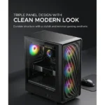 Tortox Nimbus Mesh Tempered Glass ARGB Gaming PC Case (ATX / M-ATX / ITX / 4x120mm Fans / Mesh Front - ) - Black - Image 4