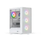 Tortox Nimbus Mesh Tempered Glass ARGB Gaming PC Case (ATX / M-ATX / ITX / 4x120mm Fans / Mesh Front - ) - White - Image 2