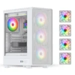 Tortox Nimbus Mesh Tempered Glass ARGB Gaming PC Case (ATX / M-ATX / ITX / 4x120mm Fans / Mesh Front - ) - White